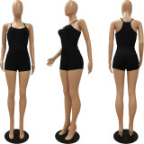 Casual solid color pit strip camisole top shorts two-piece suit CM2121