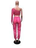 Mesh top + organ pocket stitching woven fabric trousers B9185