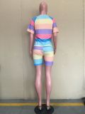 Fashion casual digital printing rainbow two-piece suit ORY5196