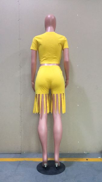 Fashion and leisure pure color tassel two-piece set ORY5193