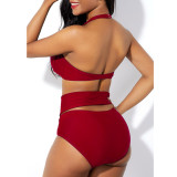 Front cross bikini split suit B9277