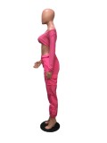 Mesh top + organ pocket stitching woven fabric trousers B9185