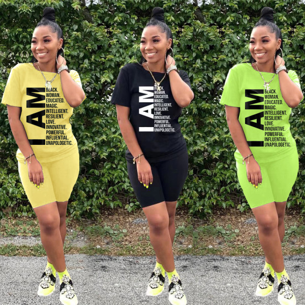 Fashion women's letter printing casual suit WA7148