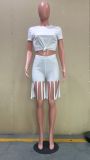 Fashion and leisure pure color tassel two-piece set ORY5193