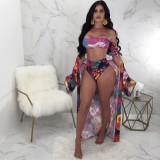Three-piece Swimsuit Bandeau Bikini Set B9068