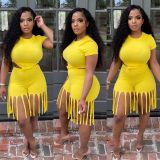 Fashion and leisure pure color tassel two-piece set ORY5193
