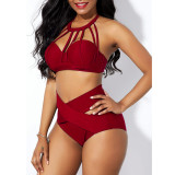 Front cross bikini split suit B9277