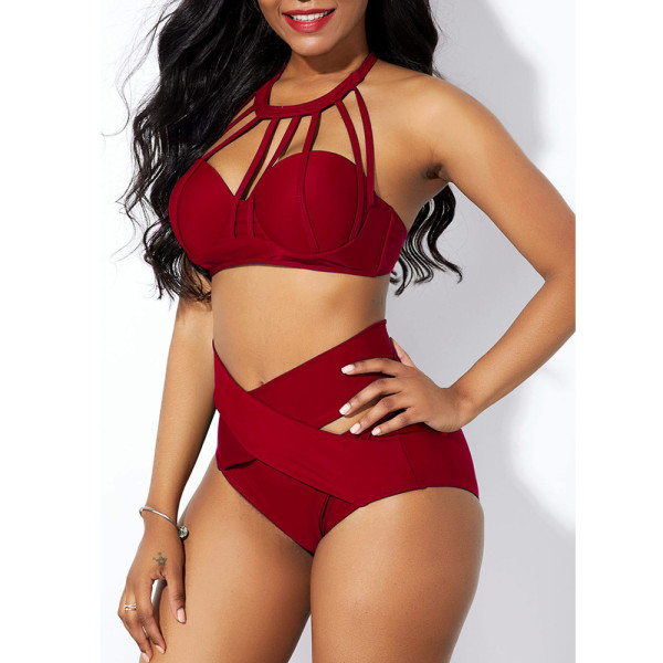 Front cross bikini split suit B9277