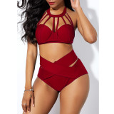 Front cross bikini split suit B9277