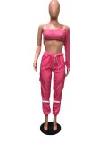 Mesh top + organ pocket stitching woven fabric trousers B9185