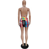 Multicolor graphic print swimsuit suit BN157