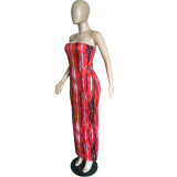 Colorful tie-dye strapless breast wrap dress BN063
