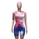 Casual sports style printed suspender jumpsuit B9245