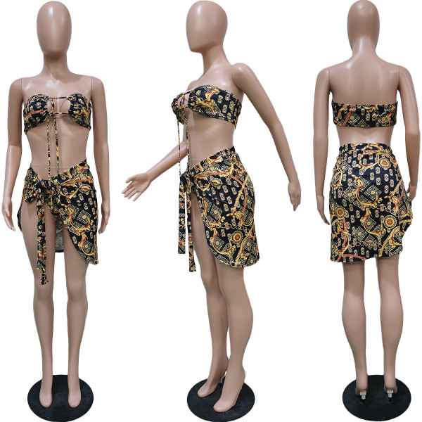 Sexy three-piece chest wrap swimsuit BN169