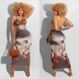 Digital Positioning Printed Long Skirt OL6053