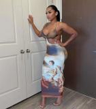 Digital Positioning Printed Long Skirt OL6053