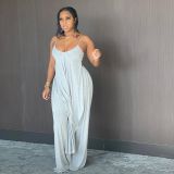 Sling top solid color loose 2-piece suit OL6035