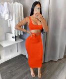 Solid color sling bar belly multicolor skirt suit BN161