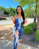 Colorful tie-dye strapless breast wrap dress BN063