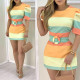 Striped underwire belt embellished dress BN160