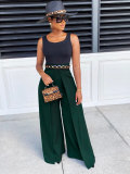 Casual loose solid color high waist trousers OL6055