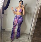 Sexy printed swimsuit mesh three-piece suit (including panties) BN163