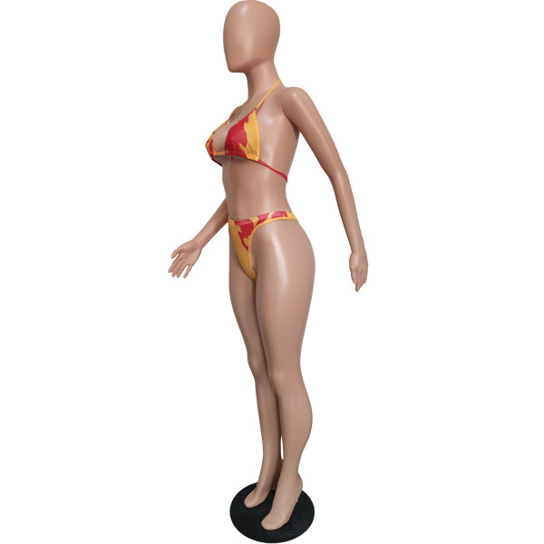 Sexy printed swimsuit mesh three-piece suit (including panties) BN163