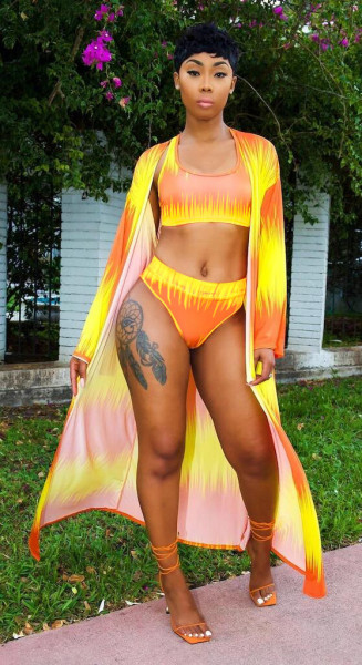 3-piece cloak swimsuit OL6047
