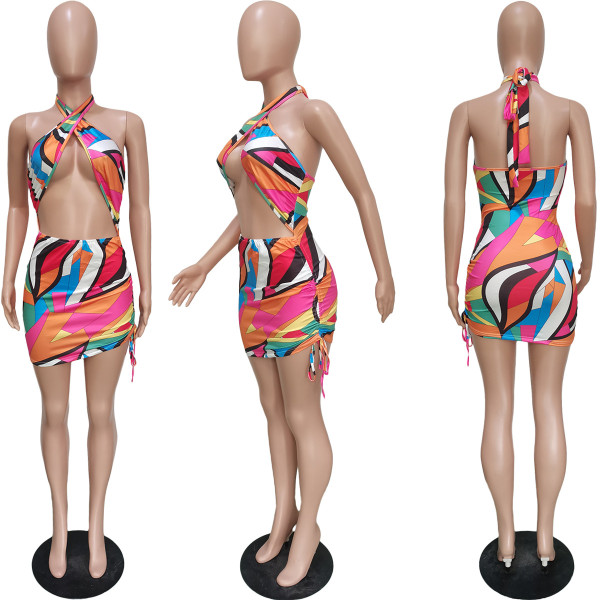 Sexy Halter Swimsuit Elastic Band Dress BN150