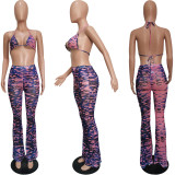 Sexy printed swimsuit mesh three-piece suit (including panties) BN163