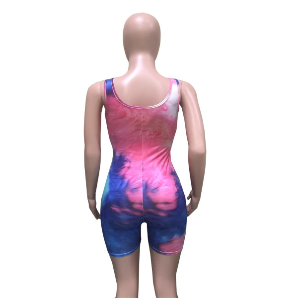 Casual sports style printed suspender jumpsuit B9245