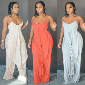 Sling top solid color loose 2-piece suit OL6035