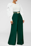 Casual loose solid color high waist trousers OL6055