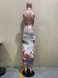Digital Positioning Printed Long Skirt OL6053