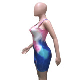 Casual sports style printed suspender jumpsuit B9245