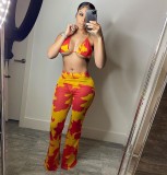 Sexy printed swimsuit mesh three-piece suit (including panties) BN163