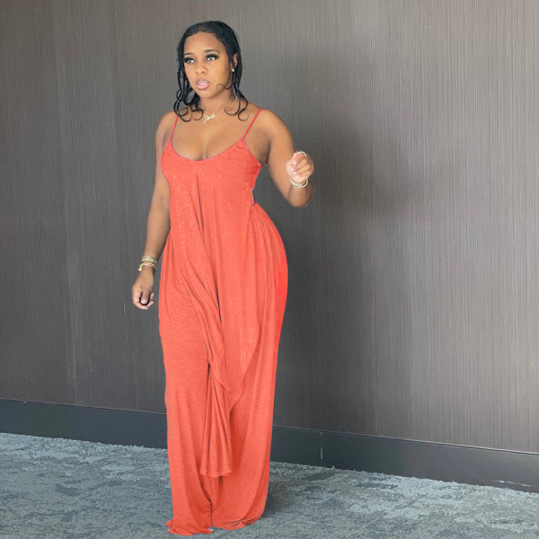 Sling top solid color loose 2-piece suit OL6035