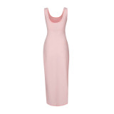 Fashion casual pink vest open hairpin jumpsuit K6001