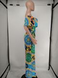 Sexy printed one-neck wide-leg jumpsuit YM8605