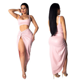 Fashion casual pink vest open hairpin jumpsuit K6001