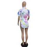 Fashion casual dovetail street print shirt F8077