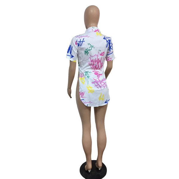 Fashion casual dovetail street print shirt F8077