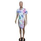 Fashion casual dovetail street print shirt F8077