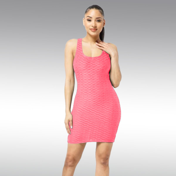 Solid color waffle bag hip dress vest skirt X9298