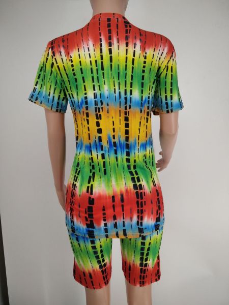 Positioning printing tie-dye T-shirt shorts casual suit two-piece suit X9304 