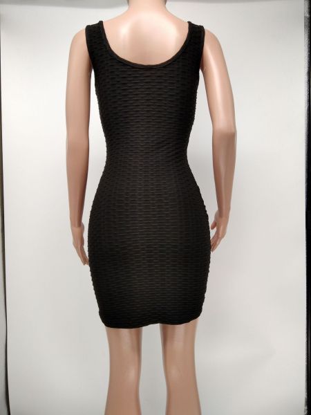 Solid color waffle bag hip dress vest skirt X9298