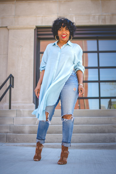 High slit irregular one-piece shirt OL6062
