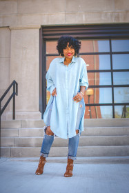 High slit irregular one-piece shirt OL6062