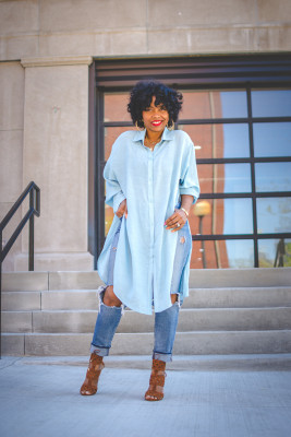 High slit irregular one-piece shirt OL6062