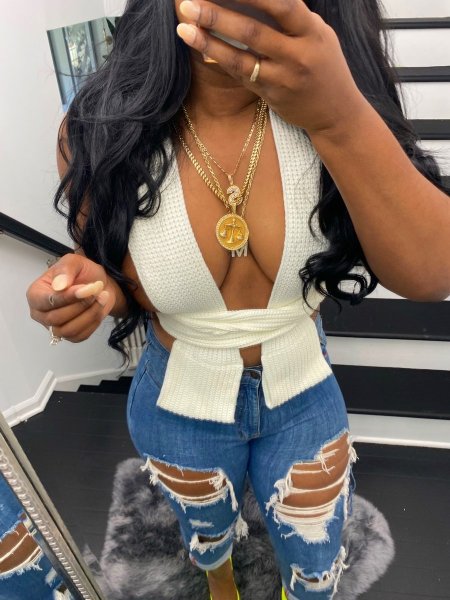 Sexy sweater vest with cross knit top Z0103